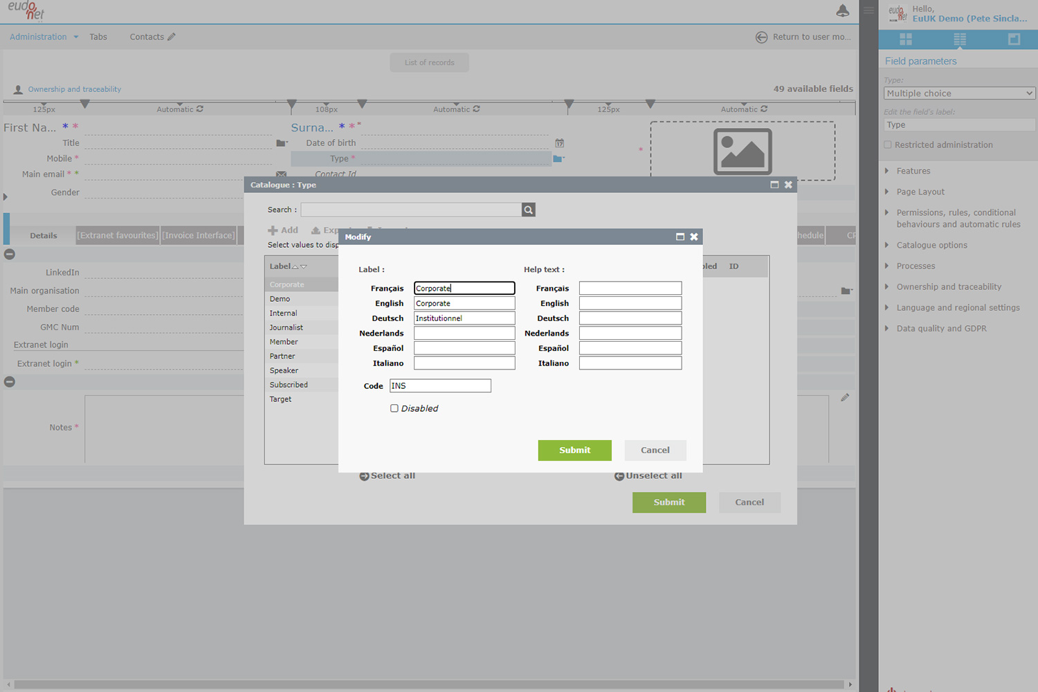 Let Eudonet CRM display the terminolgy that is right for your organisation